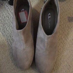 Light grey Chinese laundry wedge booties